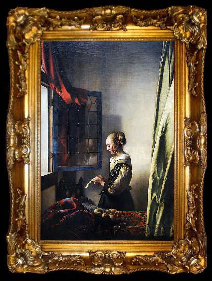 framed  Johannes Vermeer Girl reading a letter by an open window, ta009-2